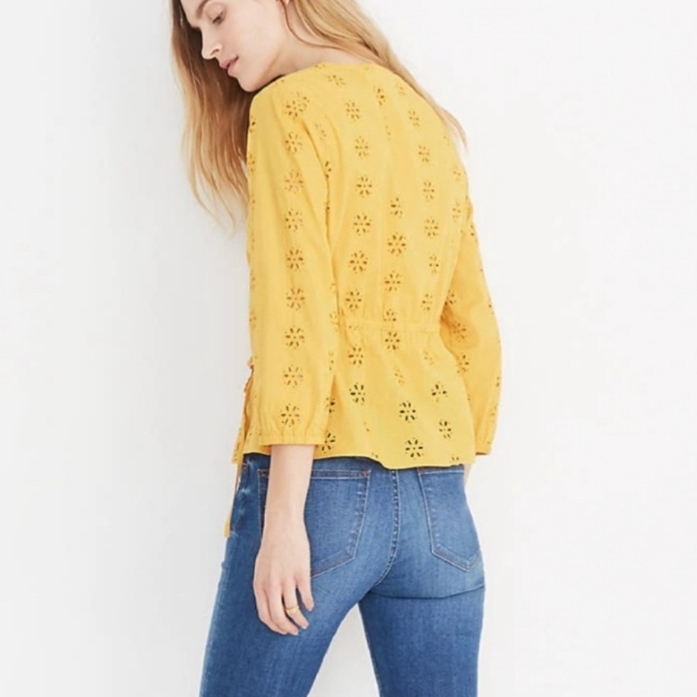 Madewell Scalloped Eyelet Wrap Top - Picture 4 of 10
